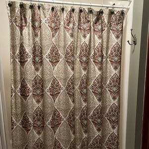Shower curtain with hooks